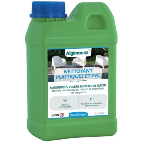 Nettoyant PVC 1L concentré – Élimine salissures et verdissures – Pour volets, portails et mobilier – Restauration éclat d'origine – Algimouss