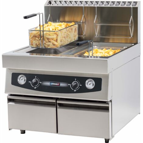 Friteuse gaz avec vanne de vidange  2 x 17 litres - Casselin