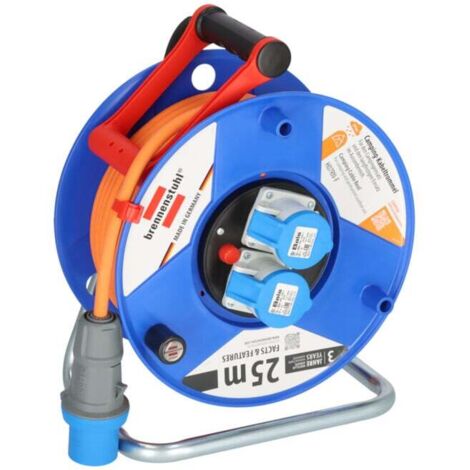 Brennenstuhl – Dérouleur de câble électrique 25 m 1182760100 – CEE 16 A 3 pôles – Indice de protection IP44 – Câble RN résistant à l'huile (1/5)