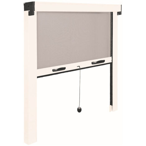 Moustiquaire enroulable avec cadre 80x140cm en fibre de verre et aluminium en noir et blanc (1/2)