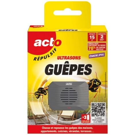 Répulsif ultrasons spécial guêpes – Protection écologique jusqu'à 15 m² – Technologie ultrasonique – Autonomie 240 heures – Acto (1/5)
