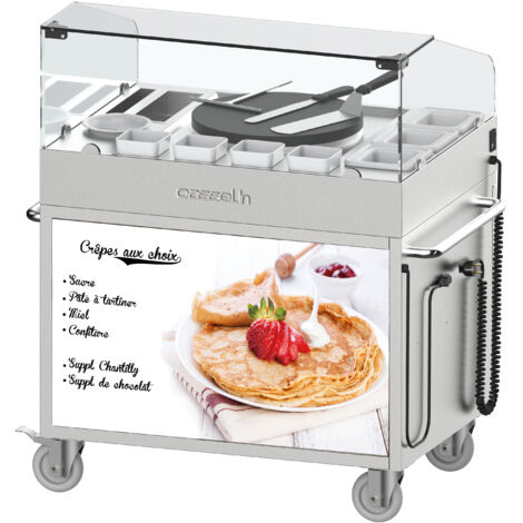Chariot crêpière inox (Ø)400 mm, 2700 W, 220 V - MONO