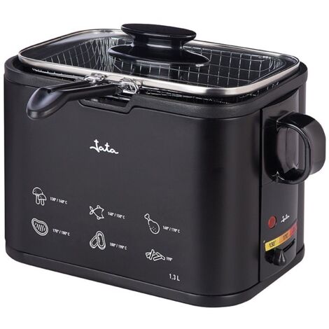 Friteuse électrique compacte 1,3L 1000W – Température réglable – Cuve amovible pour nettoyage facile – Pour petites portions – Jata