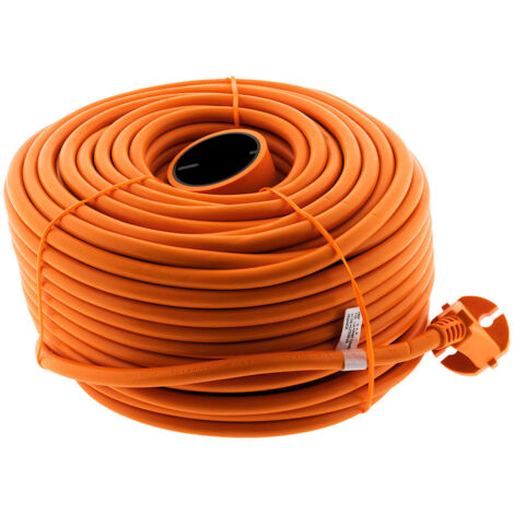 Zenitech – Prolongateur rallonge 50m 16A H05VV-F 2x1,5mm² – Câble orange pour appareils à double isolation – Puissance 3680W sous 230V