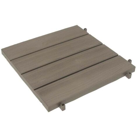 EDA – Dalle de sol PVC clipsable en polypropylène – Couleur brun taupe n°3 – Dimensions 38x38 cm – Épaisseur 2,5 cm – Anti-dérapante et résistante au chlore