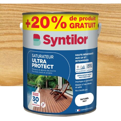 Saturateur Ultra Protect 5L – Hydrofuge et anti-UV – Rendement 10 à 12 m²/L – Application directe sur bois neuf – Syntilor (1/4)