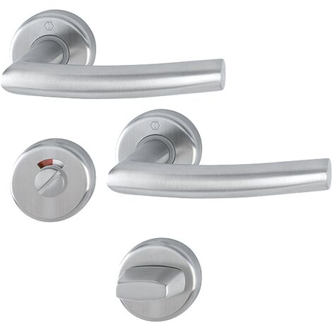 Garniture Hoppe En Inox Sur Rosaces Alta Garniture  Monobloc Ressort De Rappel (1/3)