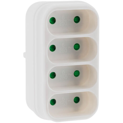 Quadriplite Blanc 6a Multi-prise 4 Voies Murale - Hbf (1/5)