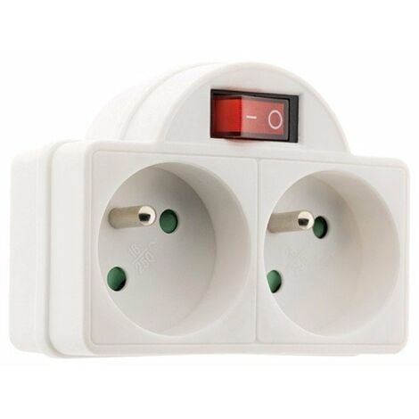 Biplite 2x16a façade + interrupteur blanc