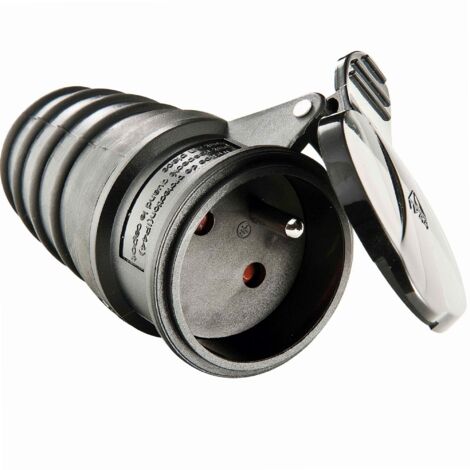 Zenitech – Fiche caoutchouc femelle 16A 2P+T – Indice de protection IP44 – Résistante à l'humidité – Lot de 5 unités pour installations extérieures
