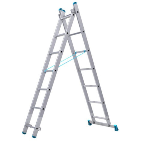 Tubesca Comabi – Échelle transformable 2x7 en aluminium – 3 positions – Sécurité renforcée avec stabilisateurs – Norme EN 131 pour bricolage domestique