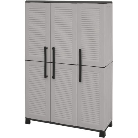 Artplast – Armoire de jardin haute en polypropylène gris – Dimensions 102 x 37 x 169 cm – Étagères ajustables et porte-balais intégré – Résistante aux intempéries (1/5)