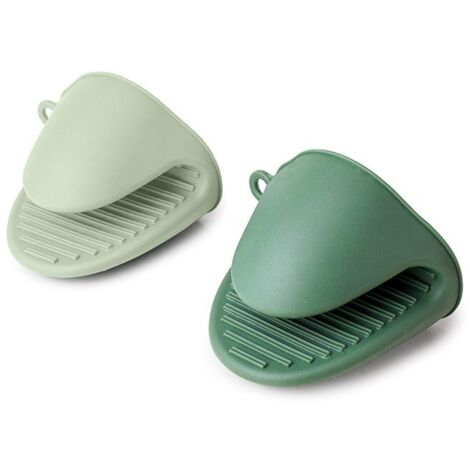 Lot de 2 moufles en silicone (8,5 cm) beige et vert (1/2)