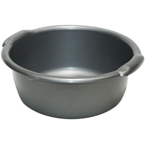 Bassine ronde 20l en aluminium et plastique – Diamètre 45cm, profondeur 20cm – Finition argentée moderne pour jardinage