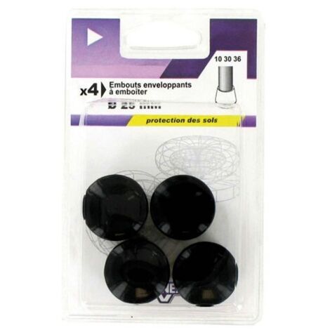 Embout Enveloppant Plastique Noir D.25mm Blister De 4 - Vynex (1/2)