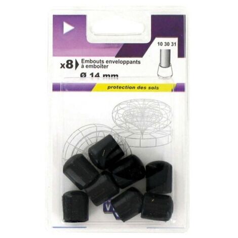 5 Embout Enveloppant Plastique Noir D.14mm Blister De 8 - Vynex (1/2)