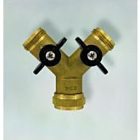 Ecolands – Raccord Y mâle-femelle 2 sorties M20x27 – Laiton – Système à visser pour arrosage de surface – Nez de robinet en Y