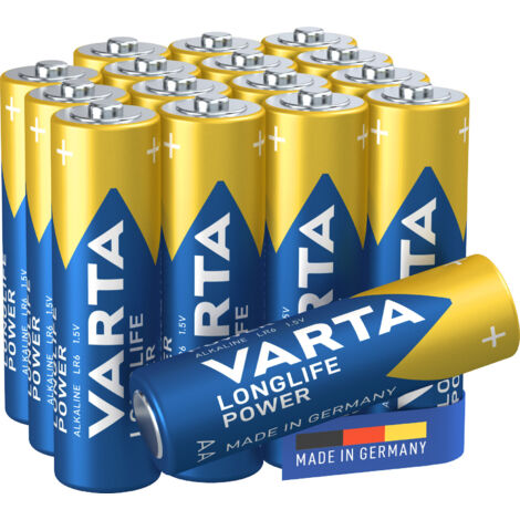 Varta – Pack de 16 piles alcalines AA Long Life Power – Performance durable 1.5V – Énergie fiable pour appareils électroniques (1/4)