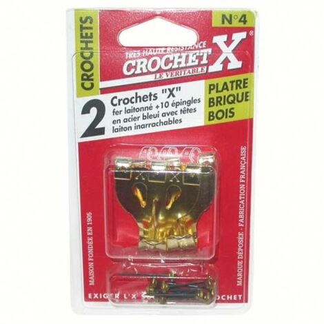 Crochet de rangement métal avec épingle – Lot de 3 pièces – Pour plâtre, brique, bois – Supporte jusqu'à 30kg – Crochet X