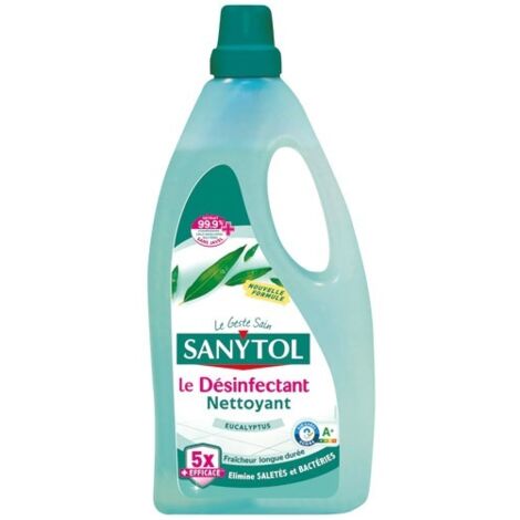 Désinfectant nettoyant multi-surface eucalyptus 1 L – Élimine 99.9% bactéries et virus – Testé dermatologiquement pour toute la famille – Sanytol