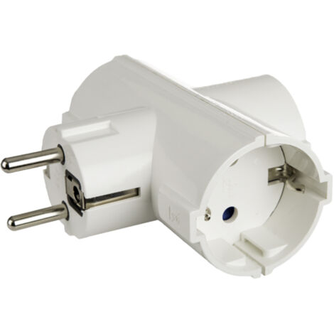 Prise triple Schuko 2P+T (Jusqu'à 3680W 16A 250V) entrée tube jusqu'à Ø20mm IP20 couleur blanc (1/2)