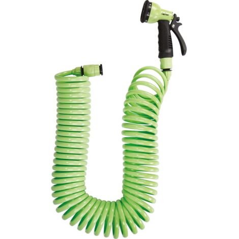 Capvert – Tuyau d'arrosage spirale auto-rétractable 15m – Résistant aux UV et anti-torsion – Idéal pour balcons et terrasses (1/7)