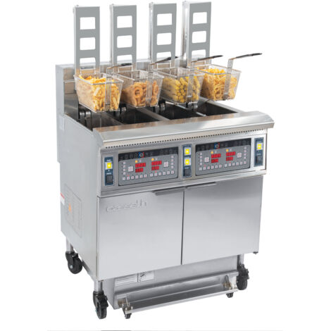 Friteuse électrique avec relevage automatique et filtration 4x12 litres 17+17kW - Casselin