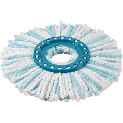 Leifheit – Balai à poussière et lave sol Clean Twist Disc Mop Ergo Micro Duo – Tête double fibre turquoise – Lavable en machine à 60 °C