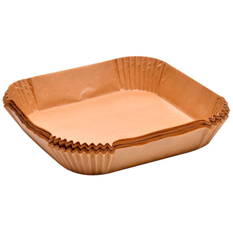 IBILI Bac à Papier Carré Pour Friteuse à Air 20x20 Cm – Lot 50, Pâte De Bois Alimentaire, Imperméable, Anti-Adhésif, Jusqu’à 230 °C