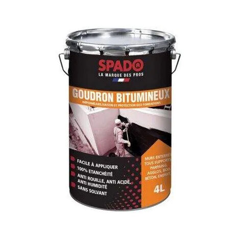 Goudron bitumineux 4L – Imperméabilisant pour bois, métal et béton – Protection contre humidité et corrosion – Application facile – Spado (1/5)