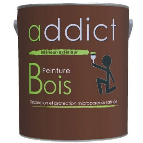 Peinture glycéro microporeuse 2.5L blanc satiné – Protection durable pour bois dur et résineux – Application intérieure et extérieure – Addict