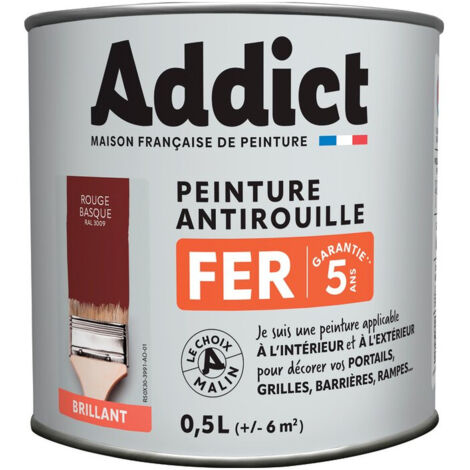 Peinture Fer 0.5 litre Rouge basque - ADDICT