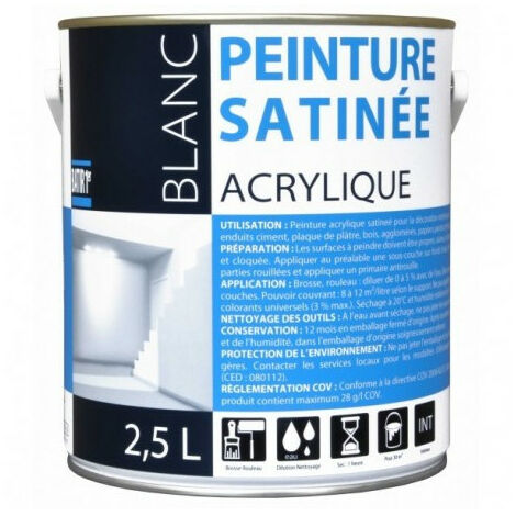 ADDICT Peinture Acrylique Blanc Satin 0,5 L