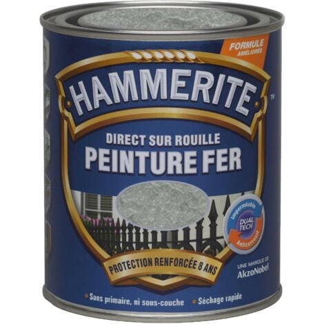 Peinture Direct Sur Rouille Martelée Gris Argent 0,75 L - Hammerite