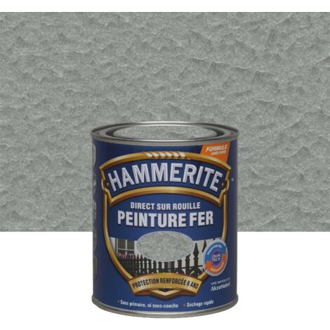 Peinture Direct Sur Rouille Martelée Gris Argent 0,75 L - Hammerite