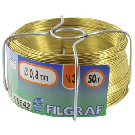 Finish – Fil métallique cuivre gainé 0,80mm x 50mts – 200gr – Résistant pour travaux intérieurs et extérieurs – Usage professionnel - 80mmx50mts