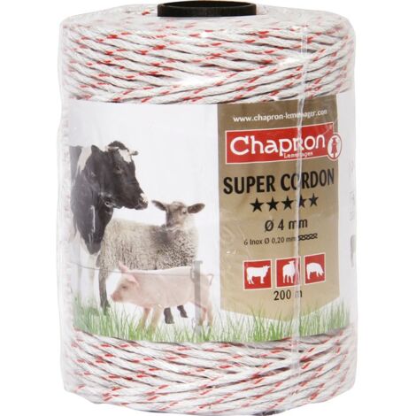 Super Cordon Tressé 4 Mm  4 X 200 Blanc / Rouge (1/4)