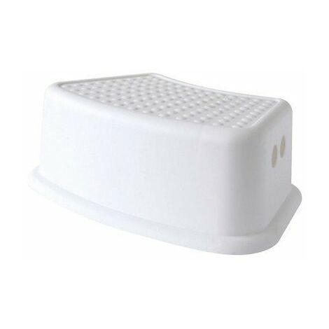 Marchepied en plastique blanc – Surface anti-dérapante – Hauteur 14 cm – Charge maximale 35 kg – Dimensions 24x37 cm – Gelco