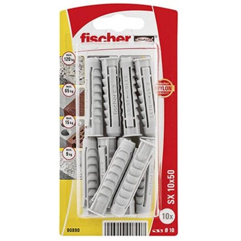 Cheville à Collerette Nylon Sx 10x50 - 10 Pièces - Fischer (1/3)