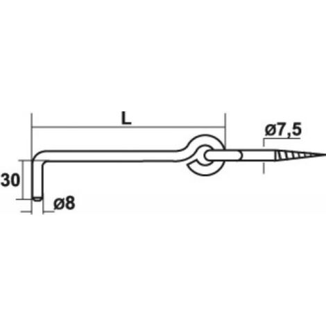 Torbel – Crochet à crémaillère noir 300mm Ø 8mm – Acier traité pour fixation robuste – Pour volets et stores – Résistant aux intempéries