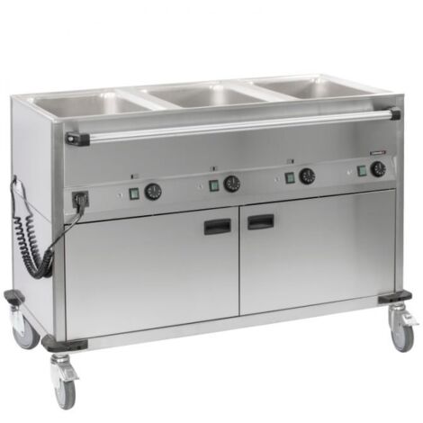 Chariot Bain-marie à Eau 3xgn 1/1 Avec Soubassement Chauffant Horizontal - Casselin