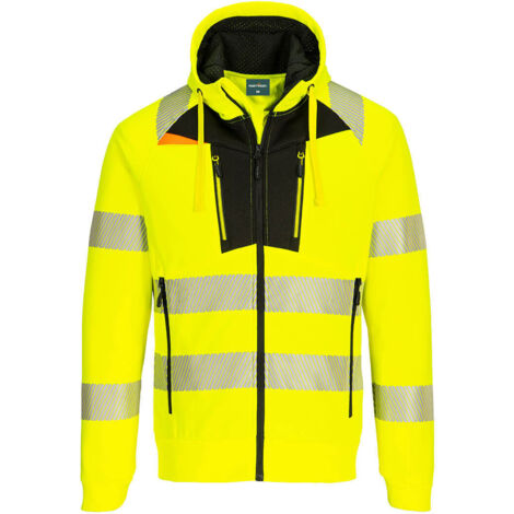 Dx4 - Sweat à Capuche Zippé Haute-visibilité - Taille M - Jaune/noir - Portwest
