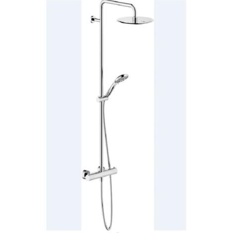 Nobili – Colonne de douche thermostatique 3 jets – Finition chromée brillante – Douche de tête ronde Ø 250 mm – Mitigeur thermostatique mural
