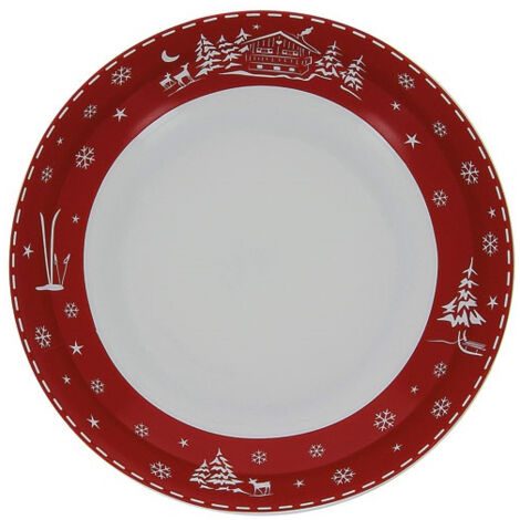 6 Assiette Creuse En Porcelaine - Chalet Rouge 20.5 Cm - Table Et Cook