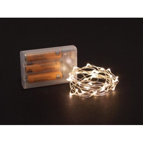 UNKNOWN Microlight LED - 2 m - 40 lampes blanc chaud - fil argenté - piles non fournies (MC-LED-2-40-UW) (1/2)