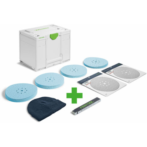 Kit abrasif Festool SYS-STF D225 GR-Set P Granat 225 mm en Systainer, 110 pièces, avec accessoires
