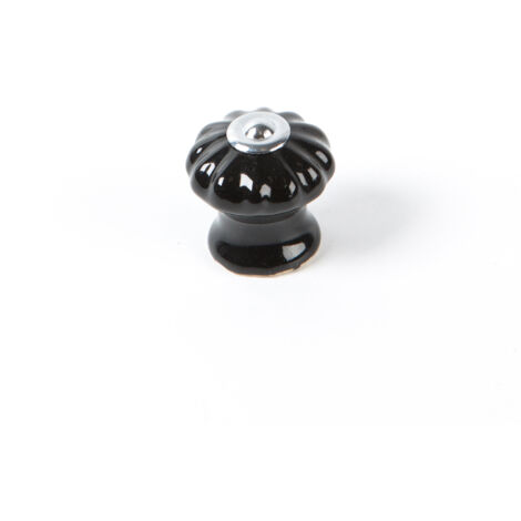 Bouton de meuble  Style décoratif  En Porcelaine - Acier  Finition noire  Dimensions 282827mm  Système de fixation vissé  Comprend des vis M4  1 unité - talla
