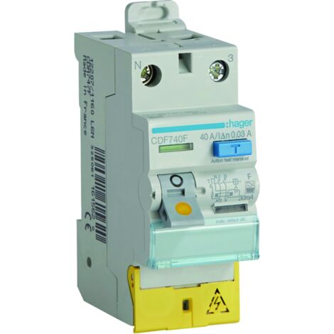Inter diff 2P 40A 30mA type F Bornes décalées - HAGER CDF740F