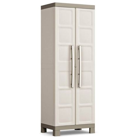Keter – Armoire d'atelier beige 89x54x182 cm – 2 portes – 4 étagères réglables 15 kg – Cadre en polyuréthane – Système d'assemblage facile