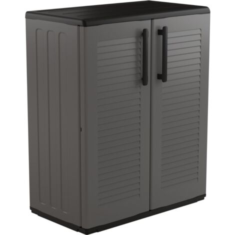 Artplast – Armoire de jardin basse 2 portes en polypropylène recyclé – Dimensions 68x37x84 cm – Étanchéité et résistance UV – Charge étagère 20 kg (1/5)